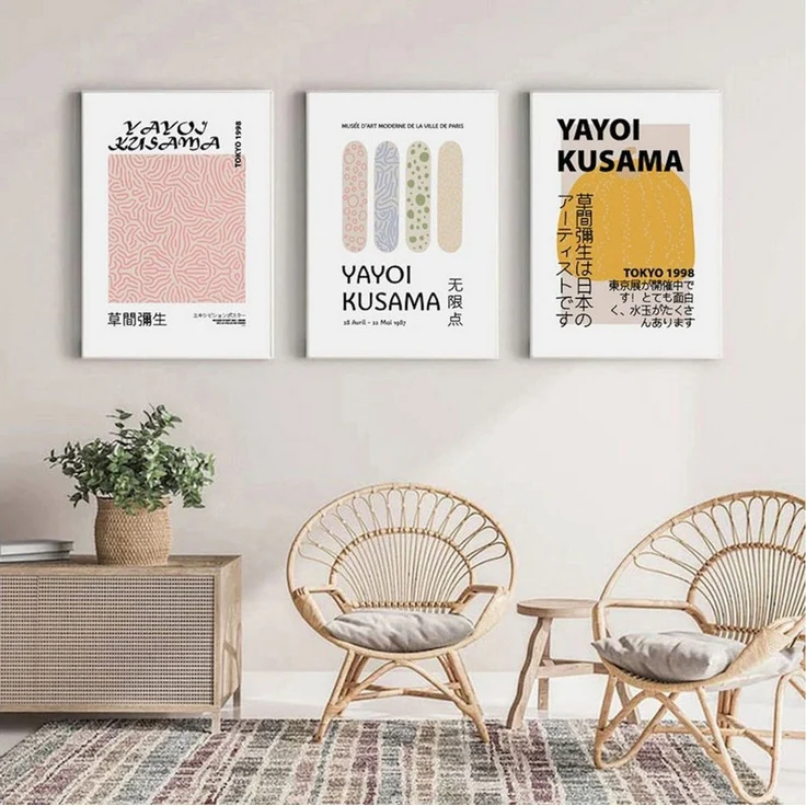 JUSTGOODMOOD Poster Modern Yayoi Kusama Abstrakt Nordic Bilder Wohnzimmer Wandbilder Schla, A (1 St) – Bild 2