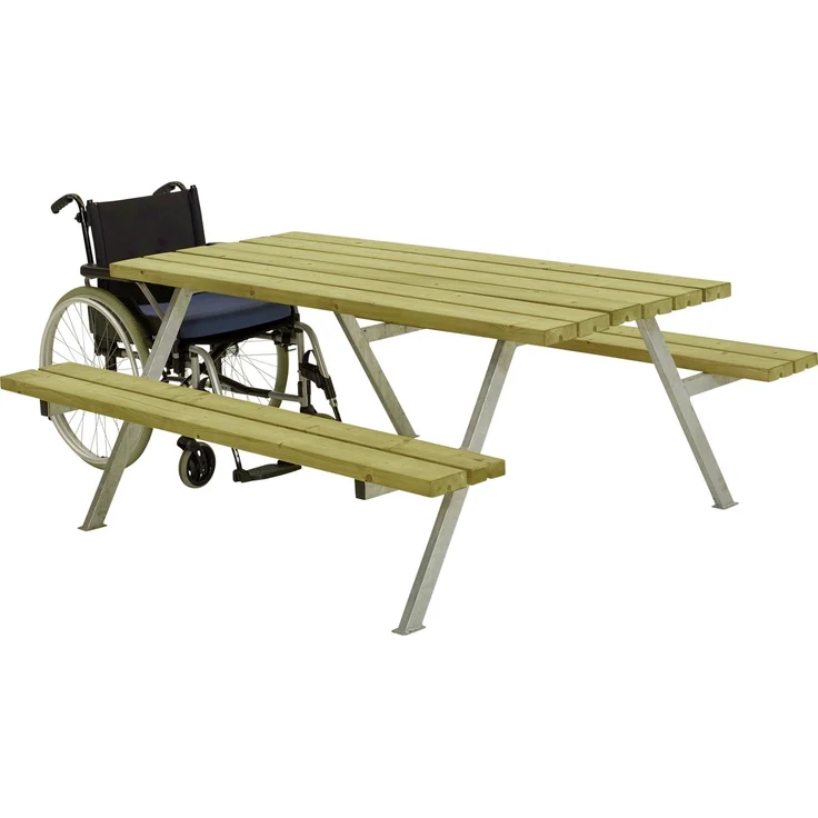Plus Picknicktisch Alpha Stahl-Holz 177 x 185 x 73 cm natur – Bild 2