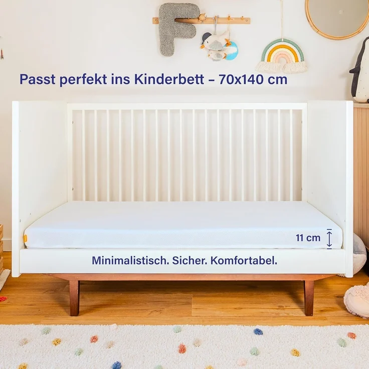 Emma Classic Kindermatratze 70x140 cm – Testsieger – Beste Babymatratze Aller Zeiten (Stiftung Warentest) – Atmungsaktiv, Oeko-TEX® Zertifiziert, Waschbar – Für Babybett & Kinderbett – Bild 4