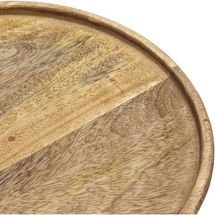 Spetebo Tablett Stilvolles Deko Tablett, Mangoholz, (natur, 1-tlg, Ø 30 cm), Landhaus Holz Kerzenteller mit Rand – Bild 6
