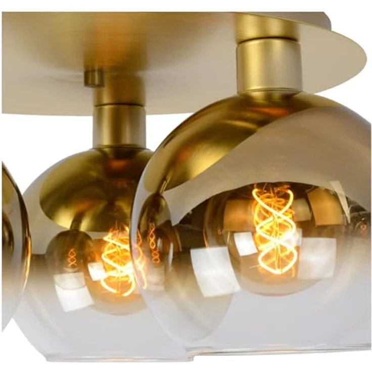 LUCIDE MARIUS, Deckenleuchte 3xE27, Mattes Gold/Messing, geeignet für LED-Lichtquellen, aus Glas gefertigt – Bild 5