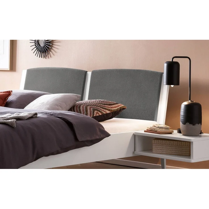 Hasena Polsterbett Pistoia Grau-Weiß mit gepolstertem Kopfteil 160x200 cm, Fußhöhe 20 cm MDF weiss deckend – Lounge – Bild 3