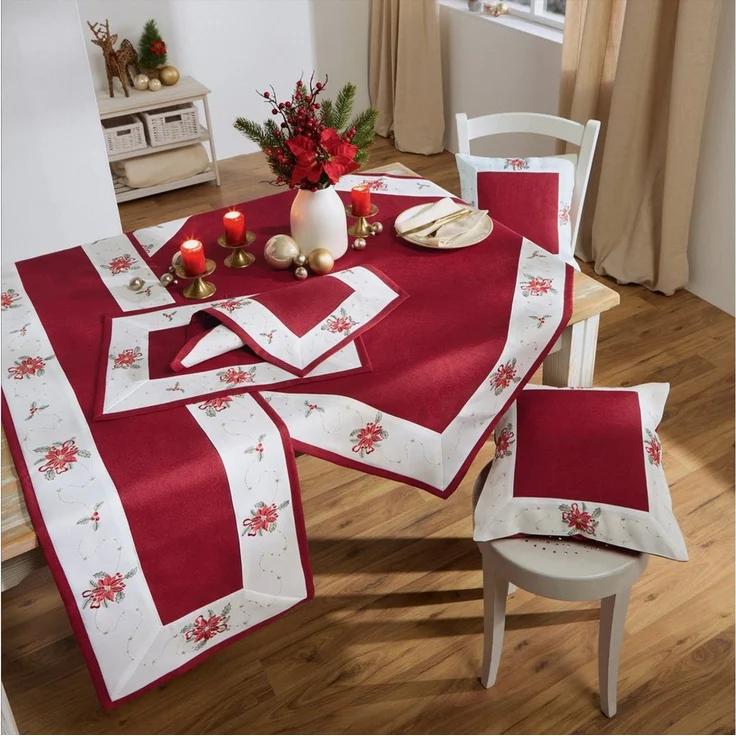 Erwin Müller Mitteldecke Mitteldecke "Weihnachtsstern", Leinen-Optik Blumen – Bild 2