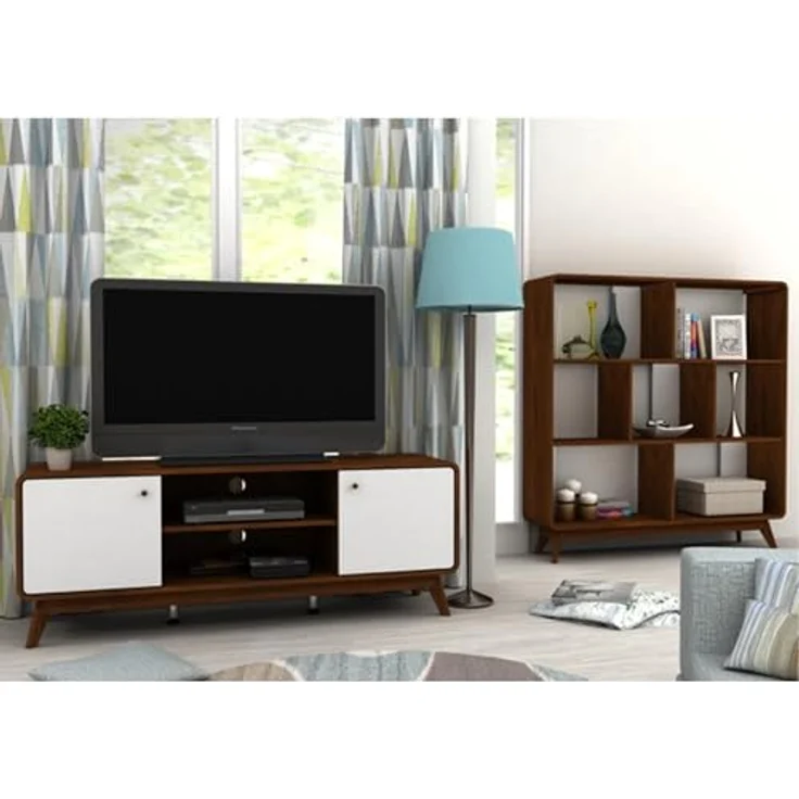 DHP Furniture Cassie TV-Möbel mit 2 Türen in Walnussoptik-Optik Weiß, Spanplatte (BxTxH) 140x39x53 cm – Bild 2