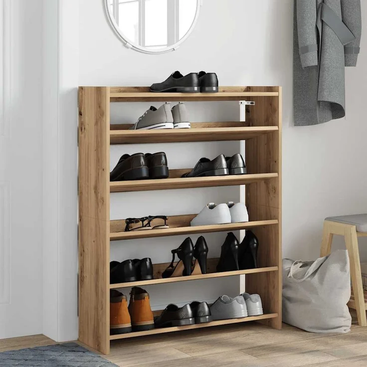 vidaXL Schuhregal Artisan-Eiche 80x25x100 cm Holzwerkstoff 859904 – Bild 2