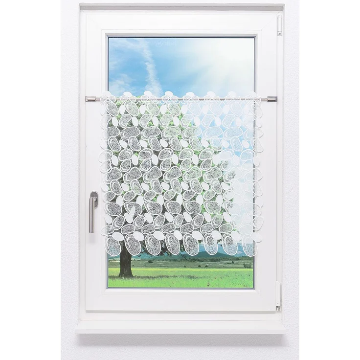 Scheibengardine Plauener Spitze - Kieselsteine (Bx H) 72cm * 60cm weiß – Bild 1