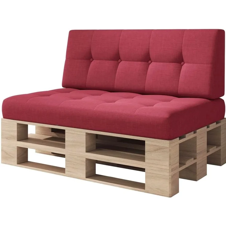 sunnypillow Palettenkissen Kaltschaum Palettenauflage Palettenpolster Palettensofa Sitzkissen Rückenlehne gesteppt 2er Set Red