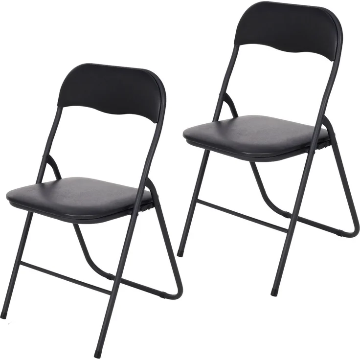 Brixy 2er Set Klappstühle - Klappstühle - PVC - Esstischstühle - Klappstühle - 43 x 47 x 80 cm - Stühle - Schwarz – Bild 1