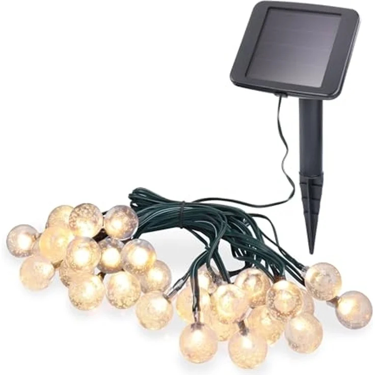 esotec LED-Lichterkette Solarkette Bubble Balls 30 LEDs 3000K 5,7m LED-Kugeln outdoor 102170 – Bild 1