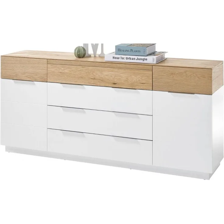 Sideboard Dubai I - Weiß / Eiche - 182x40x83cm