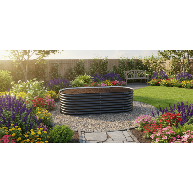 Hochbeet Stahl Oval M 240 x 80 x 80 Anthrazit – Bild 5