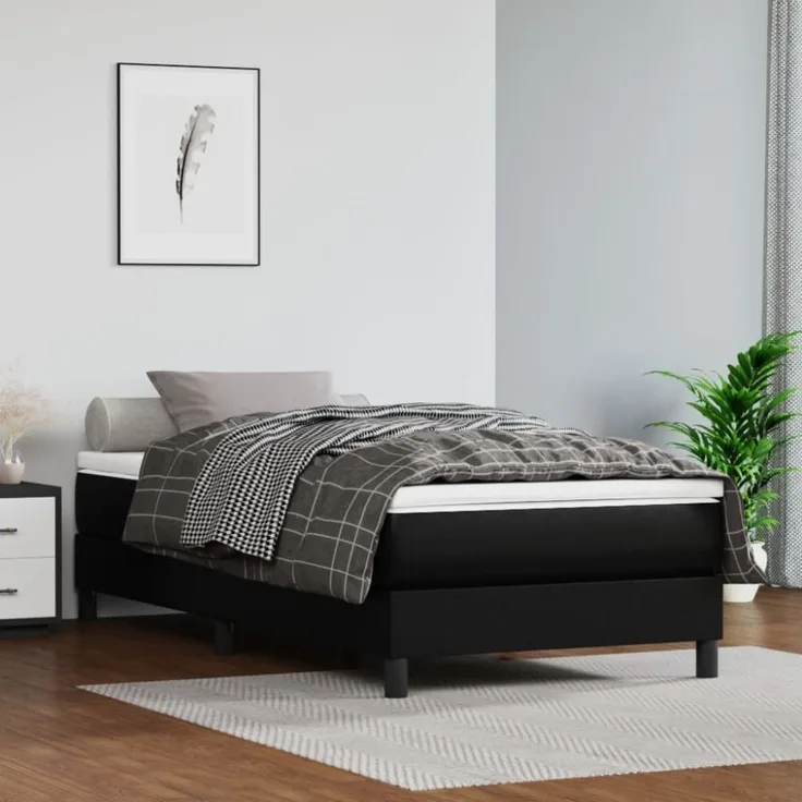 vidaXL Boxspringbettgestell Schwarz 90x200 cm Kunstleder 3120676