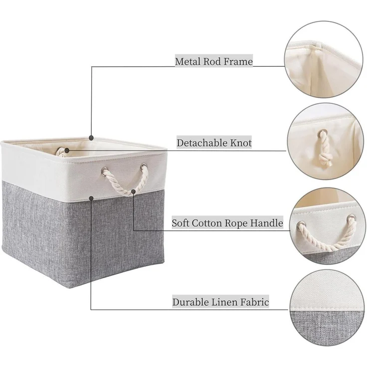 Aufbewahrungsbox Stoff 33x38x33cm Schrank Regal 4 Pack Grau Weiß – Bild 5