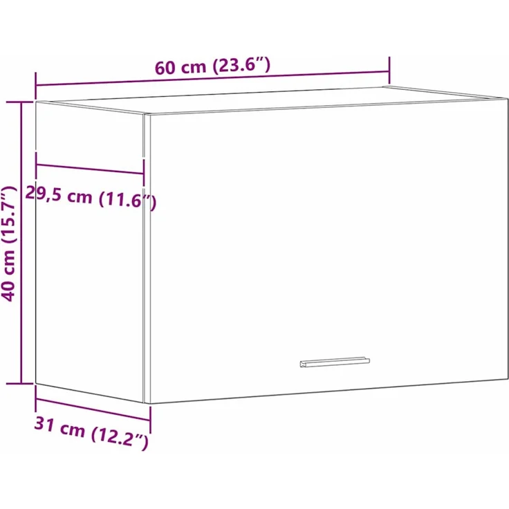 vidaXL Hängeschrank Lyon Schwarz Eichen-Optik 60 x 31 x 40 cm 863146 – Bild 12