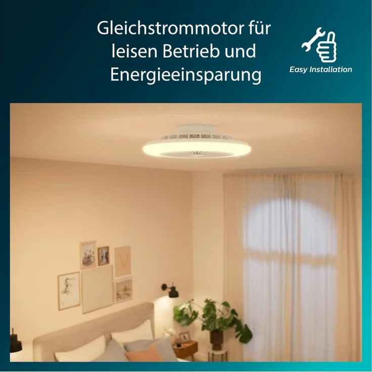 Philips Deckenventilator und LED Deckenleuchte Amigo, 20W+40W, Durchmesser 49cm, rund, inkl. Fernbedienung – Bild 3
