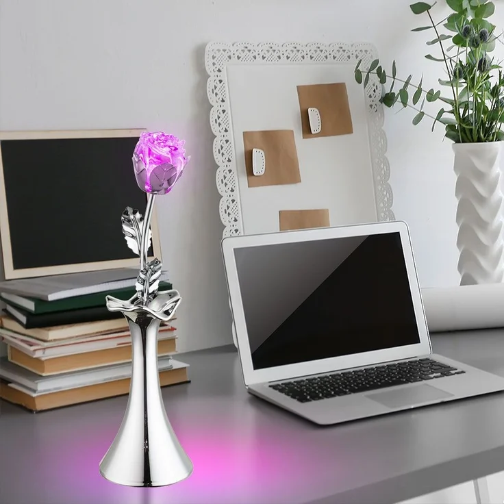 RGB LED Tischleuchte, Rose, Chrom, Farbwechsel, H 29 cm, JIMMY – Bild 2