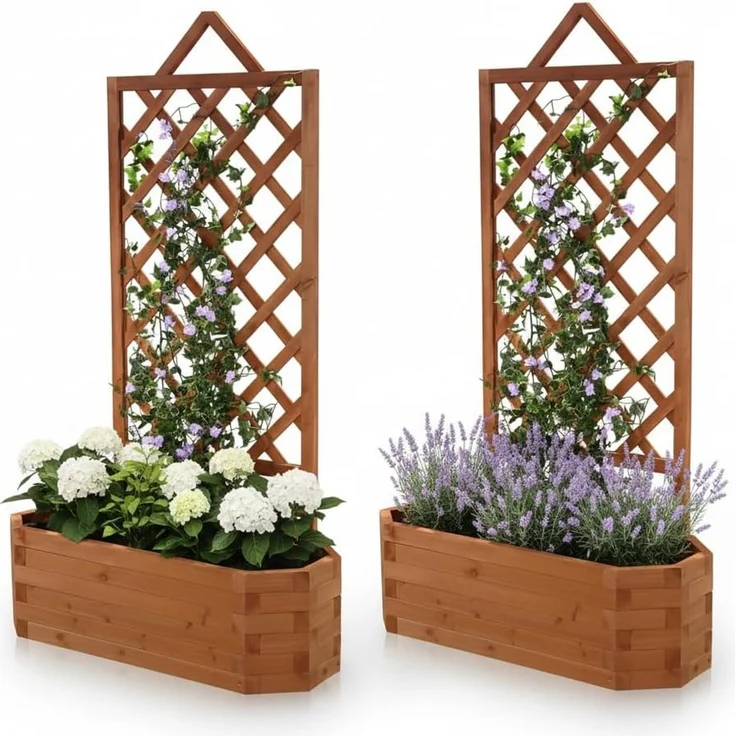 2xRosenbogen Pflanzkasten Rankgitter Rankhilfe Blumenkübel Blumen Kasten Holz – Bild 1