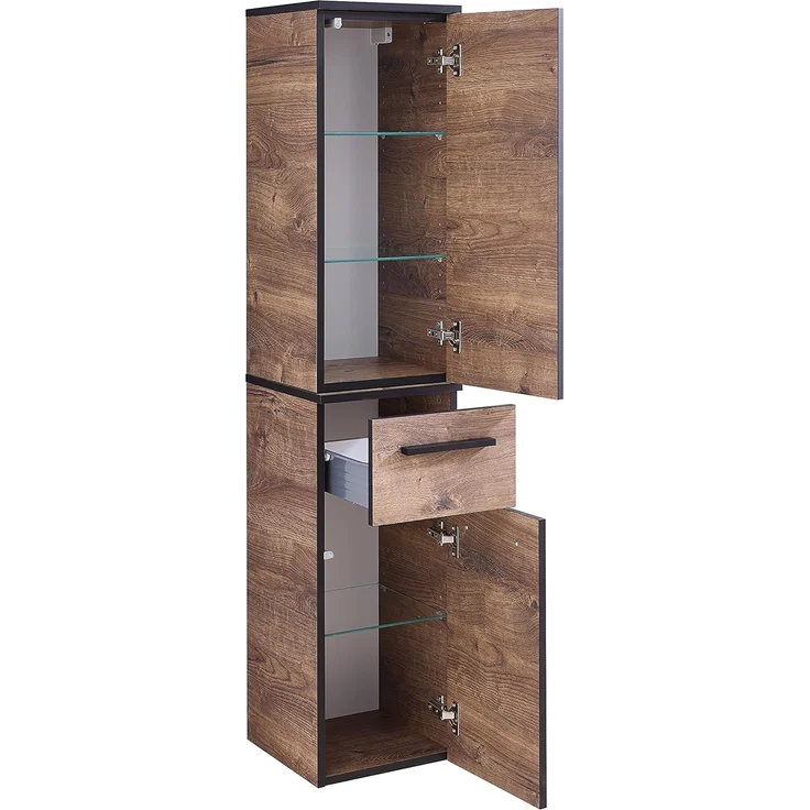 Pelipal Badezimmerschrank Quickset 374 in Eiche Ribbeck quer Nachbildung, 30 cm breit | Halbhoher Midischrank mit 2 Türen, 1 Schubkasten und 3 Einlegeböden – Bild 3