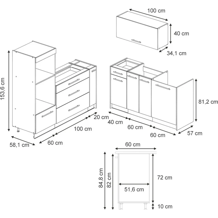 Küchenzeile Fame-Line Goldkraft Eiche/Anthrazit 340 cm, AP Anthrazit Vicco – Bild 2