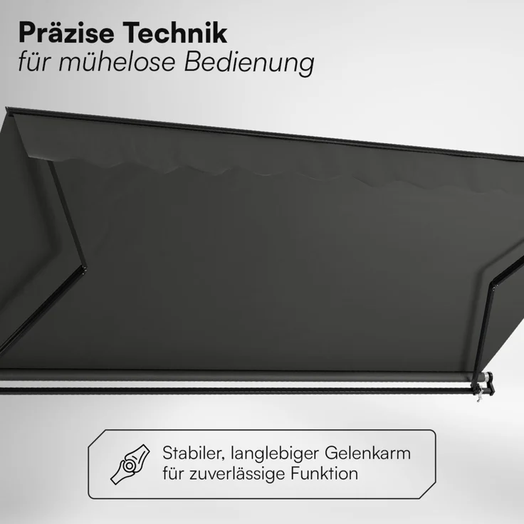 STEELSØN 'Kestria' Gelenkarmmarkise 400x250 cm, anthrazit, wetterfest und blickdicht, Markise mit Aluminium-Kassette und Wandhalterung, Balkonmarkise mit Handkurbel – Bild 6