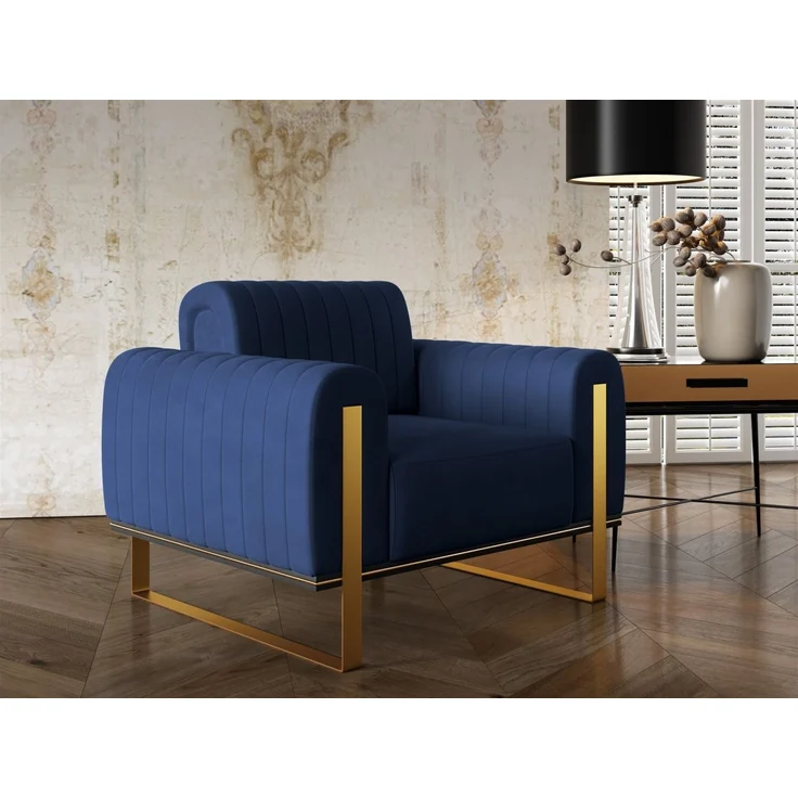 Sessel Designersessel VALERIE in Stoff Elisa Velvet Dunkelblau – Bild 1