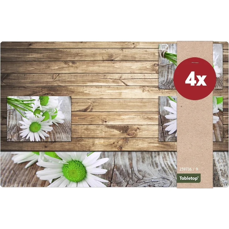 matches21 HOME & HOBBY Platzset Tischset Margeriten Blumen 4er Tischunterlage Tischdeko, (4-St), modernes Esstisch Platzdeckchen als abwaschbarer Tischuntersetzer – Bild 1