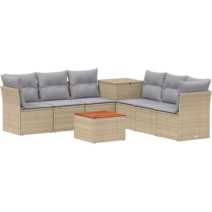 vidaXL Sofa Set 8 stk. Beige und Hellgrau Polyrattan und Stahl 3448289 – Bild 2