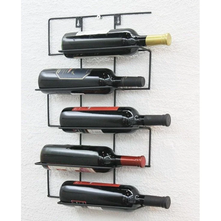 DanDiBo Weinregal Metall Schwarz Wand Cinco 53 cm HX13615 Modern Flaschenhalter Flaschenständer Wandregal Flaschenregal – Bild 4