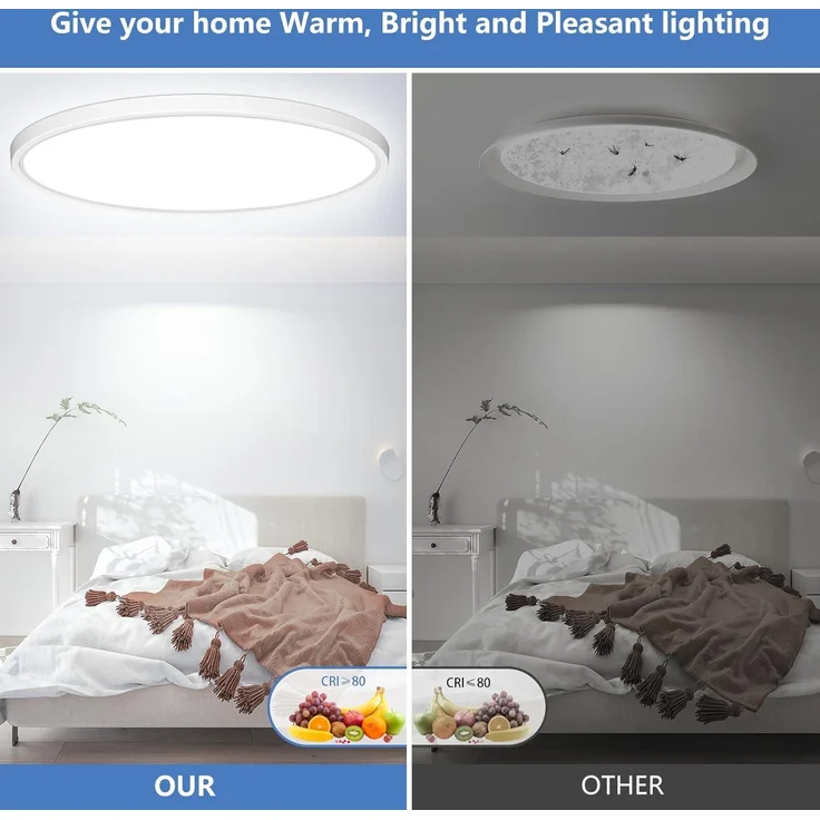 50CM Deckenlampe Led Deckenleuchte Flach - 48W 6500K 4800LM Kaltweiß Rund Küchenlampe Badlampe Led Deckenlampe Wohnzimmer Lampe Decke für Küche Schlafzimmer Badezimmer Kinderzimmer Modern Utra Dünn – Bild 6