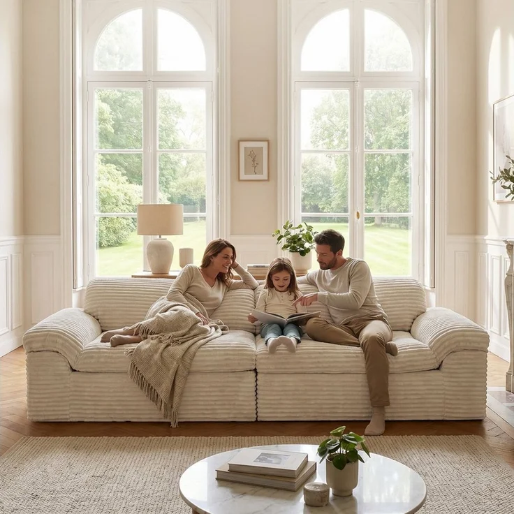 Vesgantti Big-Sofa Vesgantti 260 cm Boneless Sofa, 3-Sitzer Cord Couch aus Vollschaum – Bild 4