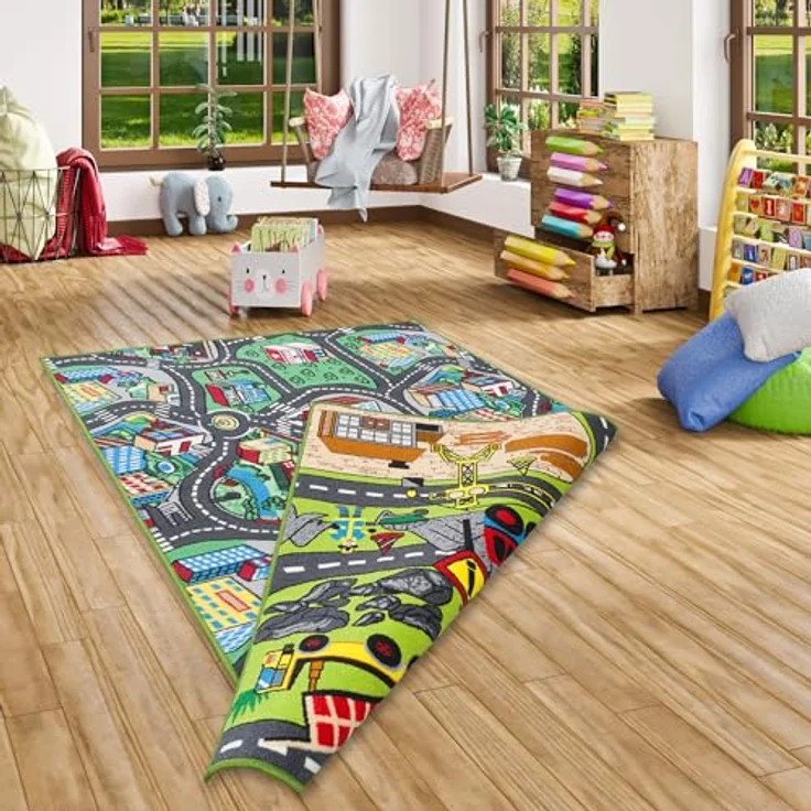 Pergamon Straßenteppich Beidseitig Kinder Spielteppiche für Kinderzimmer und Spielzimmer – Bild 2