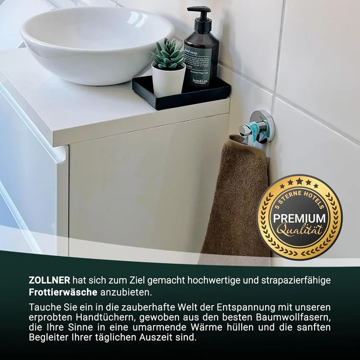 ZOLLNER 10er Set Seiftücher, Baumwolle, 30x30 cm, 420g/qm, braun – Bild 5