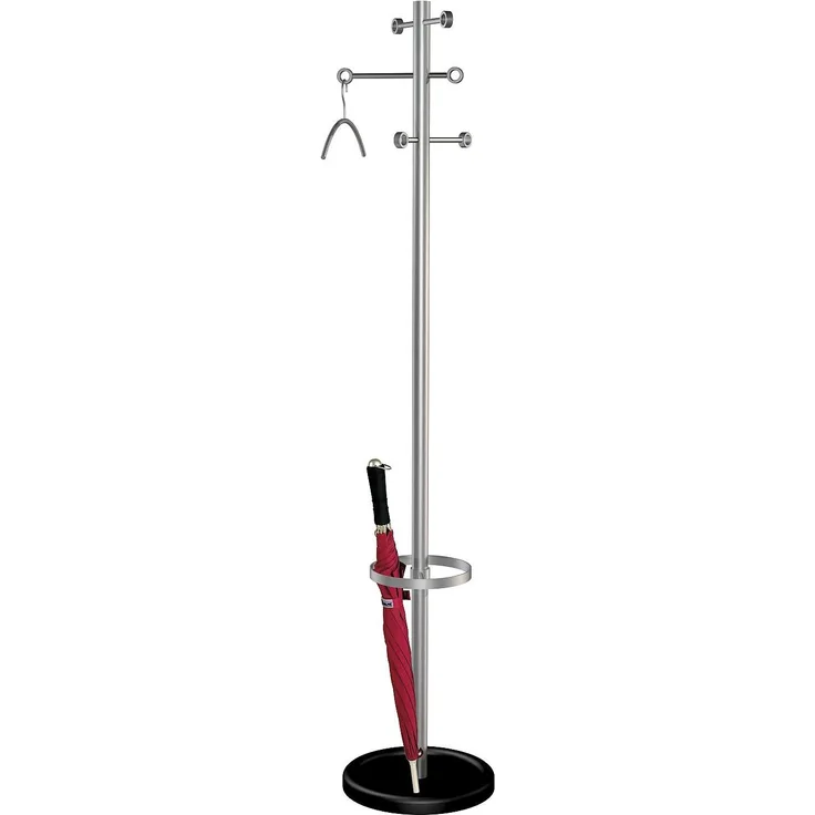 Garderobenständer Easy Edelstahl 6114, mit Schirmhalter und Abtropfschale