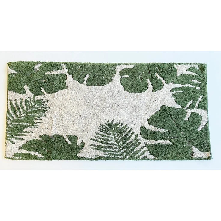 ADOB Badematte Premium Badezimmerteppich, kuschelweich, 140x70 cm, Farbe grün beige, warm, fußbodenheizungsgeeignet, schnell trocknend, strapazierfähig, Baumwolle, rutschfest – Bild 1
