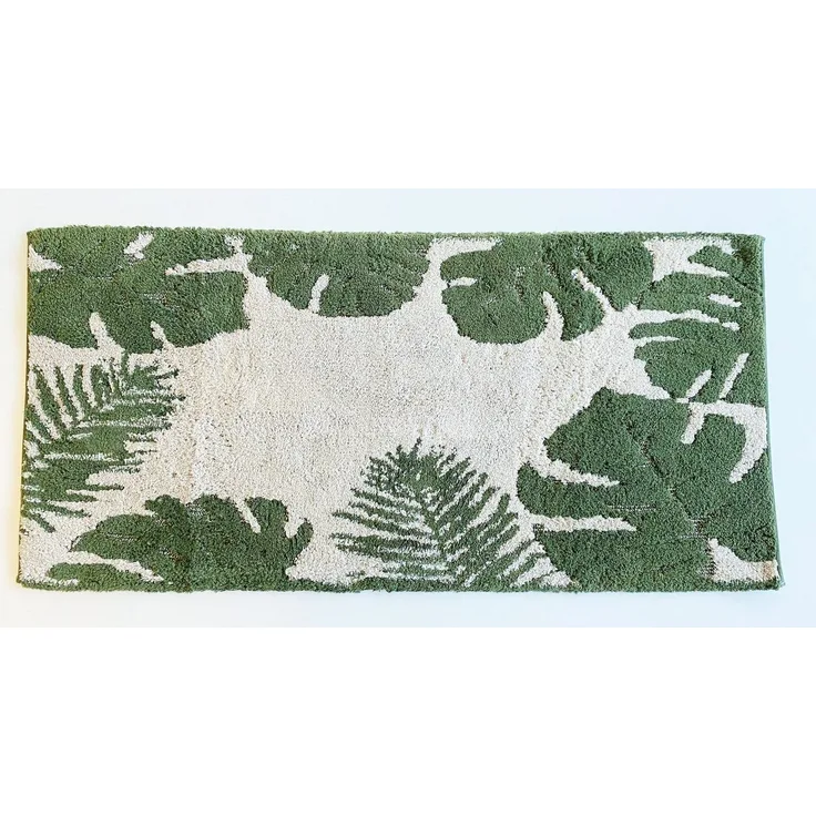 ADOB Badematte Premium Badezimmerteppich, kuschelweich, 140x70 cm, Farbe grün beige, warm, fußbodenheizungsgeeignet, schnell trocknend, strapazierfähig, Baumwolle, rutschfest