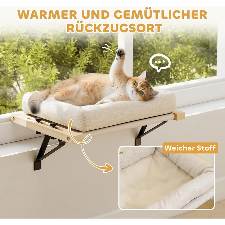PawHut Tierbett 50x36 cm Katzenhängematte mit verstellbarer Halterung, Polyester, mit abnehmbarem, maschinenwaschbarem Kissen, für Katzen unter 6 kg – Bild 6