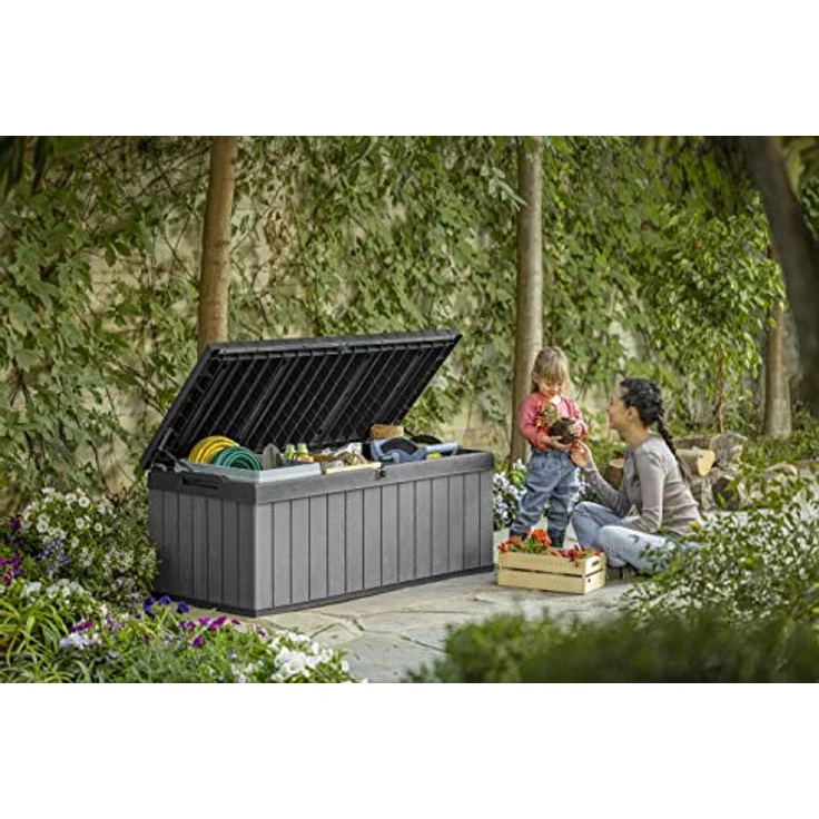 Keter Gartenbox Keter Aufbewahrungsbox DARWIN Anthrazit, 380 L, belastbar bis 300 kg, abschließbar – Bild 6