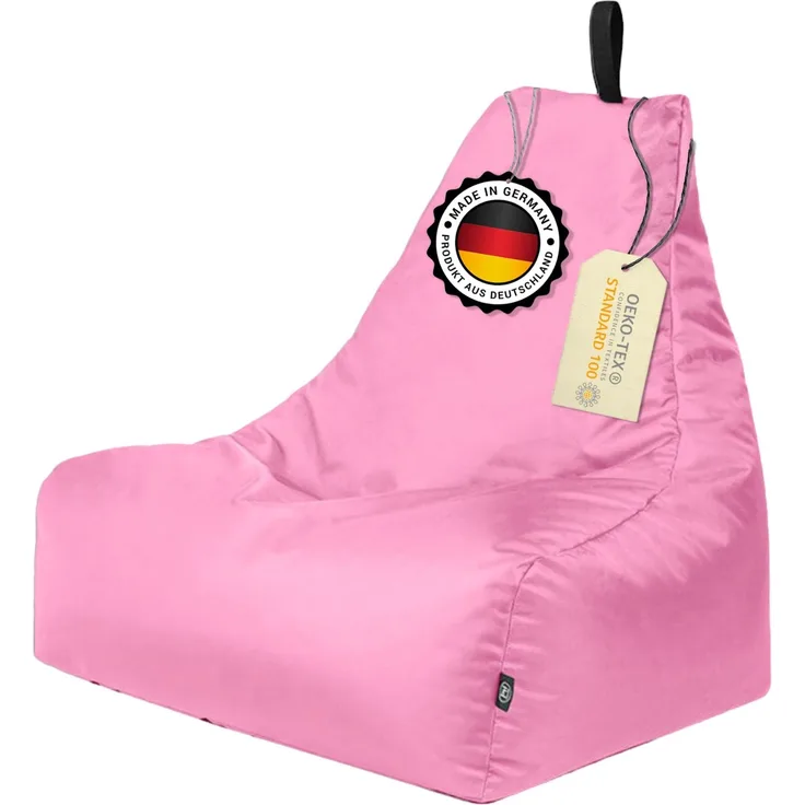 PATCH HOME Lounge Sessel Sitzsack– XXL – Rosa, bequemer Sitzsack aus Luxus-Polyester-Gewebe, bereits befüllt