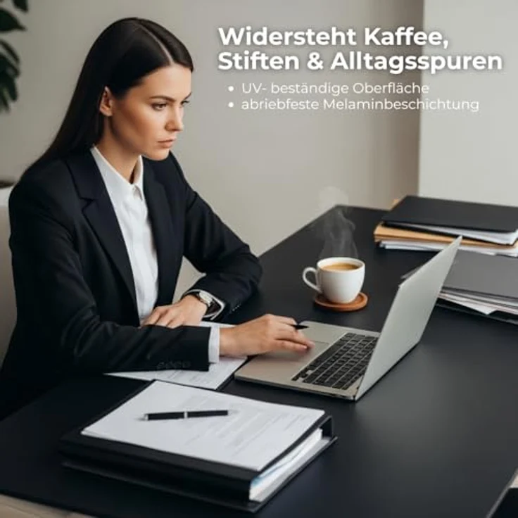 AUPROTEC Tischplatte 28mm schwarz 200x60 cm I Spanplatte mit 1mm ABS Kante & PU-Verleimung I melaminharzbeschichtet I elegant & wasserabweisend – Bild 6