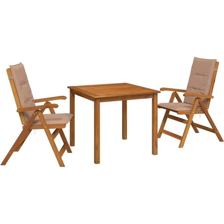 vidaXL 3-teilige Garten-Essgruppe 2-Sitzer Taupe Massivholz Akazie 3434593 – Bild 2