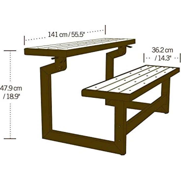 Lifetime Wandelbarer Banktisch, 140 cm lang – Bild 4