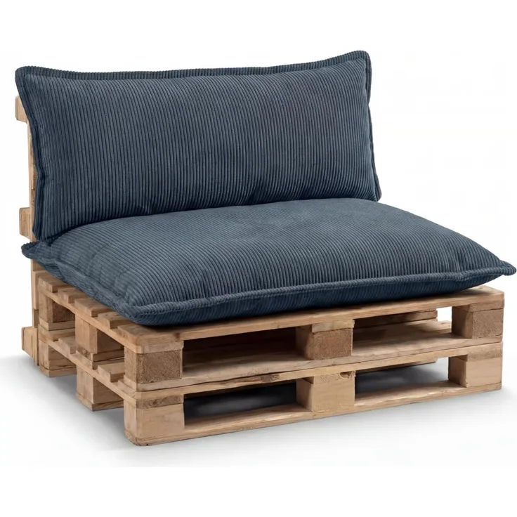 Gutekissen® Palettenkissen Glatte Kissen mit Paspel, Palettenauflagen Sitzkissen Rückenlehne Glatt PLL (Dunkelblau, Sitzkissen 120x80)
