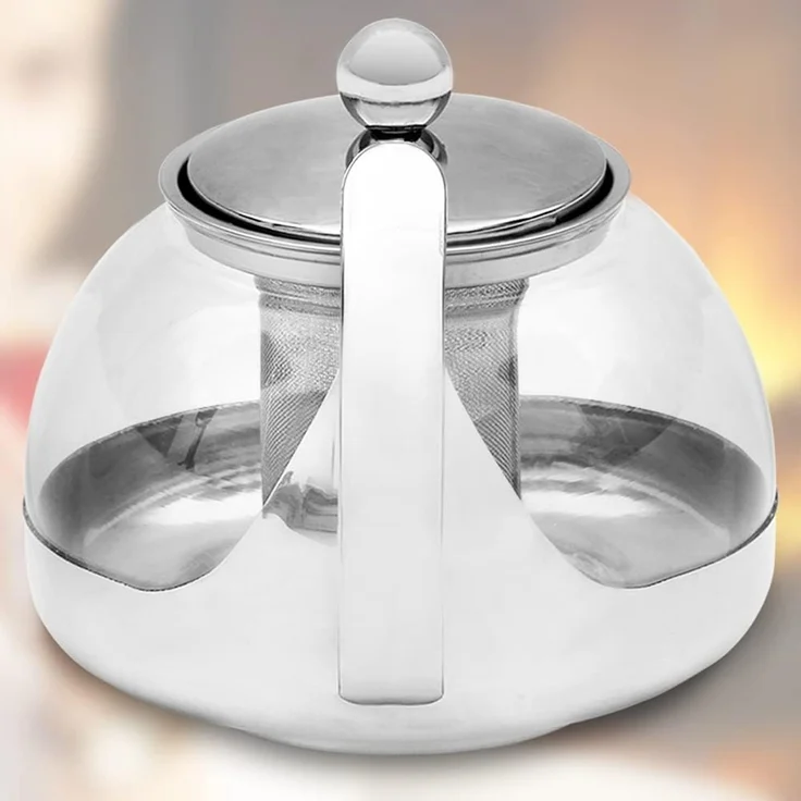 Teekanne mit Teesieb aus Edelstahl / Glas 1,2 Liter – Bild 8