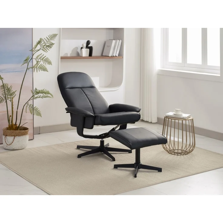 Relaxsessel mit Hocker HWP58-SCH schwarz – Bild 6