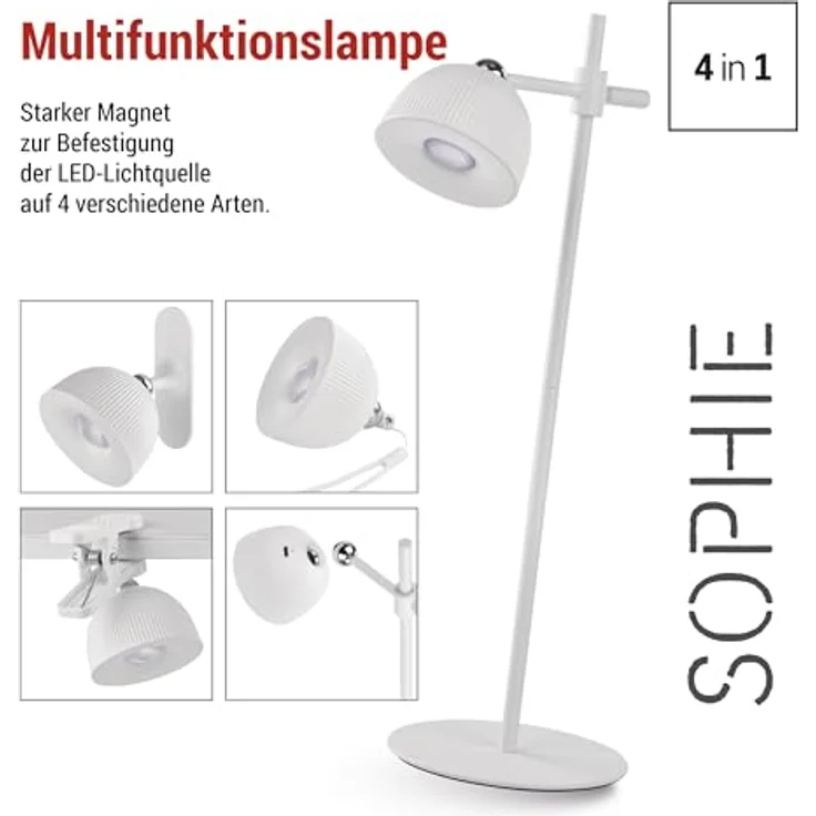 EMOS LED Akku-Tischlampe SOPHIE 4in1, 4,2W, 200lm, 1200mAh Li-Ion Akku mit 33h Leuchtdauer, dimmbar, neutralweiß, weiß, Z7635W – Bild 2