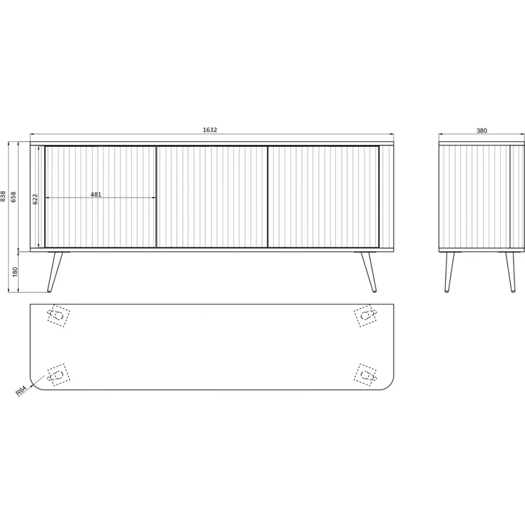 Selsey 'Ovarlo' Sideboard, greige mit Metallbeinen, ca. 84 x 163 x 38 cm – Bild 5
