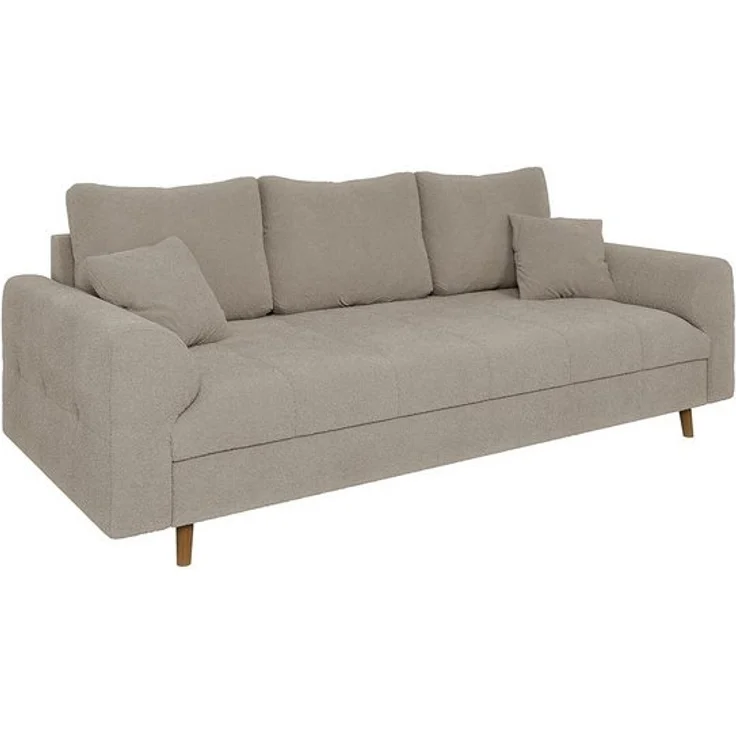 S-Style Möbel 3-Sitzer Sofa Leif mit Holzfüßen im skandinavischen Stil aus Boucle-Stoff, mit Wellenfederung – Bild 4