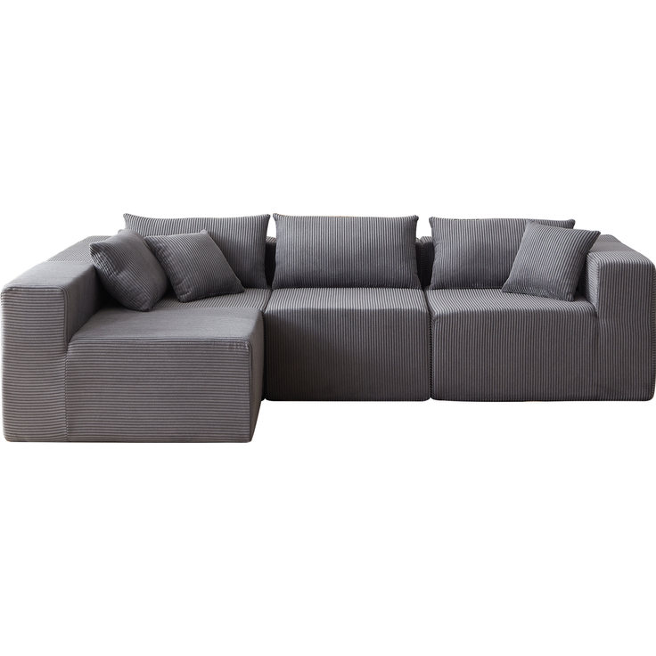 Modulares Ecksofa 264 x 167 x 71 cm in Grau – L-Form mit Cordbezug, 4-teilig – Bild 6