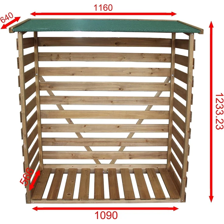 MCombo Kaminholzregal Brennholzregal Kaminholzunterstand 1200, mit Rückwand, aus Holz, Braun, 64 x 116 x 123 cm – Bild 7