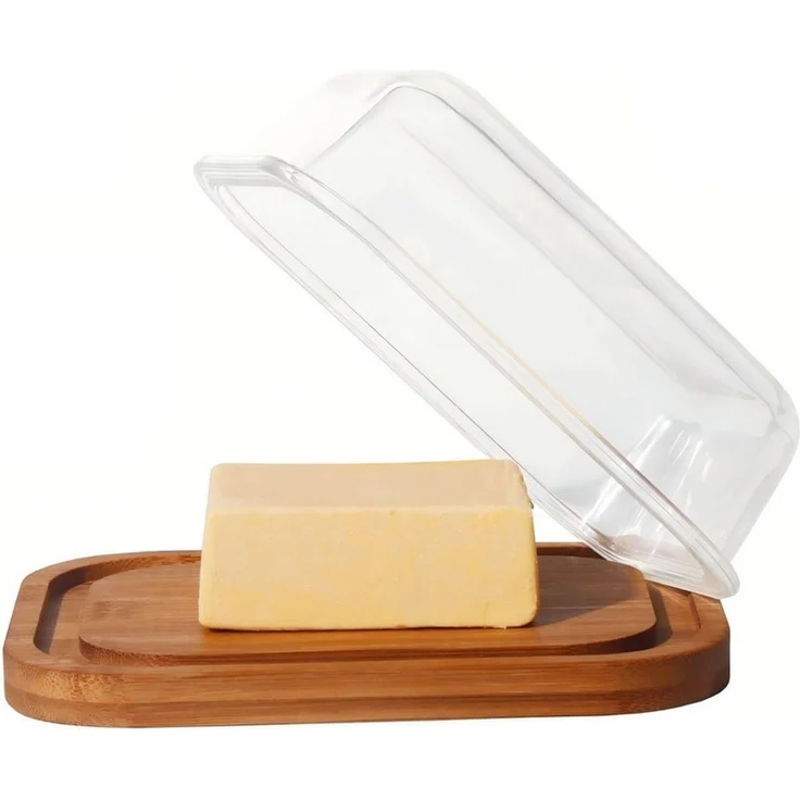 Zedelmaier Butterdose Butterdose,Butterglocke für 250g Butter,mit nachhaltigem holzdeckel, (Packung, HYH001&4), Butterdose aus Boraxglas & Naturdeckel aus rundem Rand – Bild 5